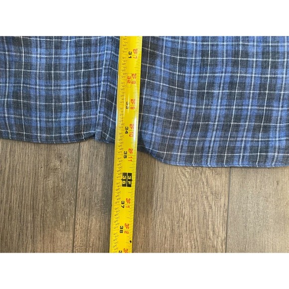 CASTANGIA 1850 Mens 17.5/44 XL Linen Long Sleeve Plaid Button Up Shirt Italian - Picture 6 of 10